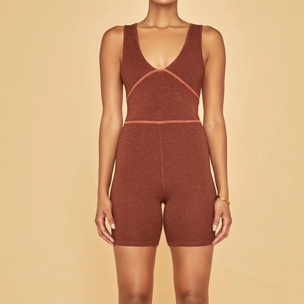 NWT SUNDRY v-Neck Athletic‎ Romper size 1 small rise orange jumpsuit
